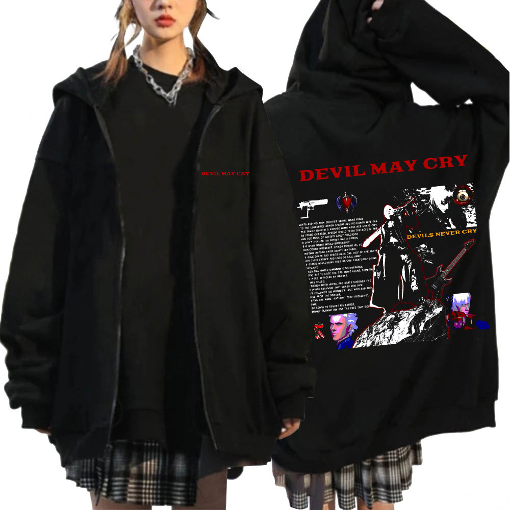 Mens Fashion Zip Up Hoodies - GAME Devil May Cry Dante Vergil