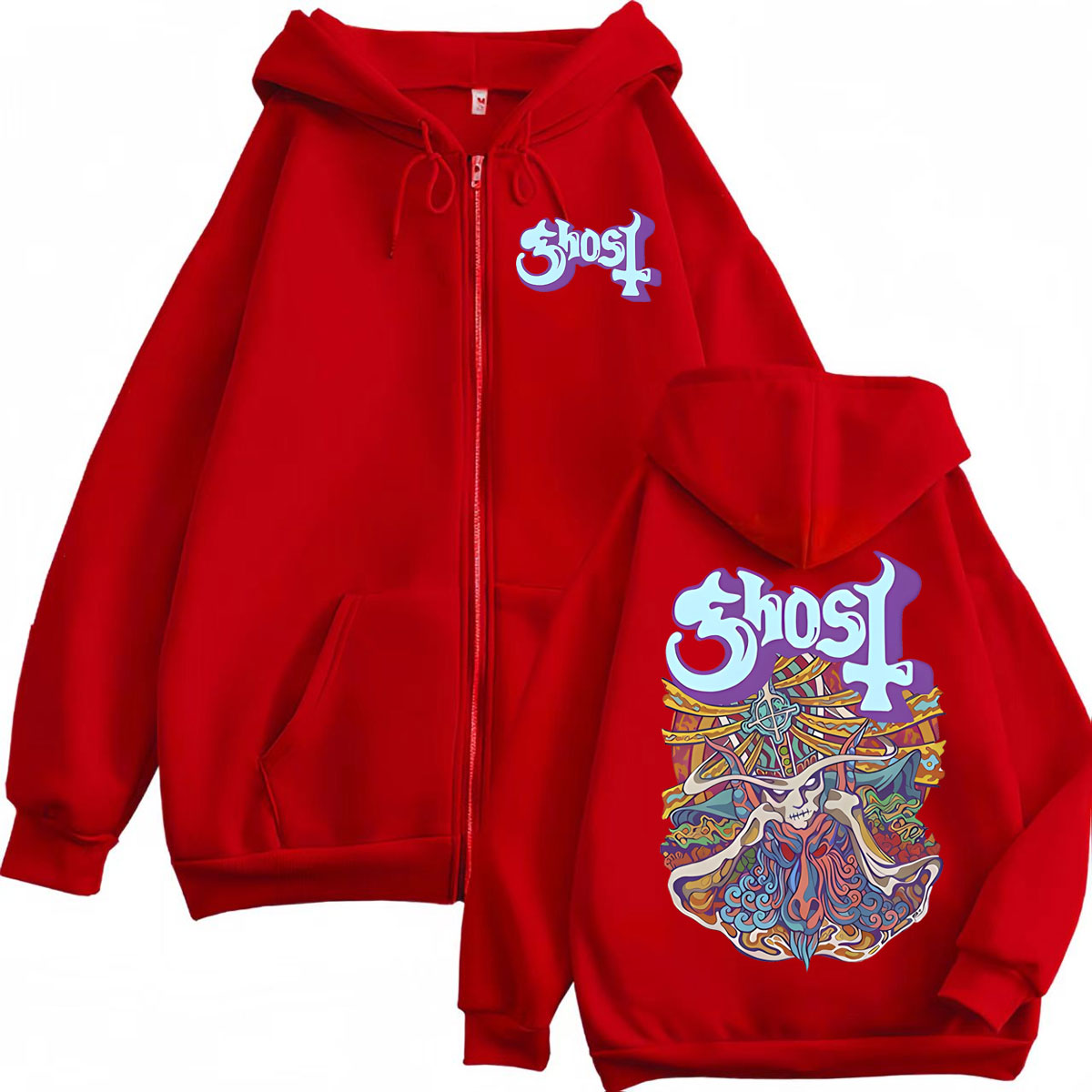 Ghost Band Graphic Zipper Hood - огляд і ціна Mens Fashion Zip Up Hoodies