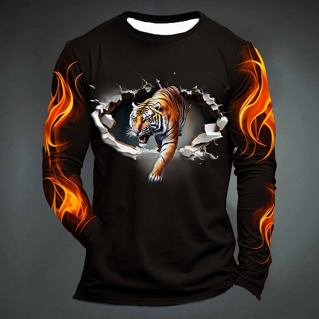 Funny Tiger Print T Shirt For  - огляд і ціна Mens Fashion Clothes